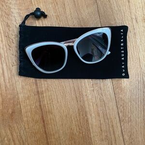 Quay Australia White and Black Cat-Eye Sunglasses
